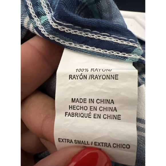 Rails Blue White Sky Plaid Button Up Long Sleeve Checkered Long Sleeve XS C26 - Picture 6 of 6